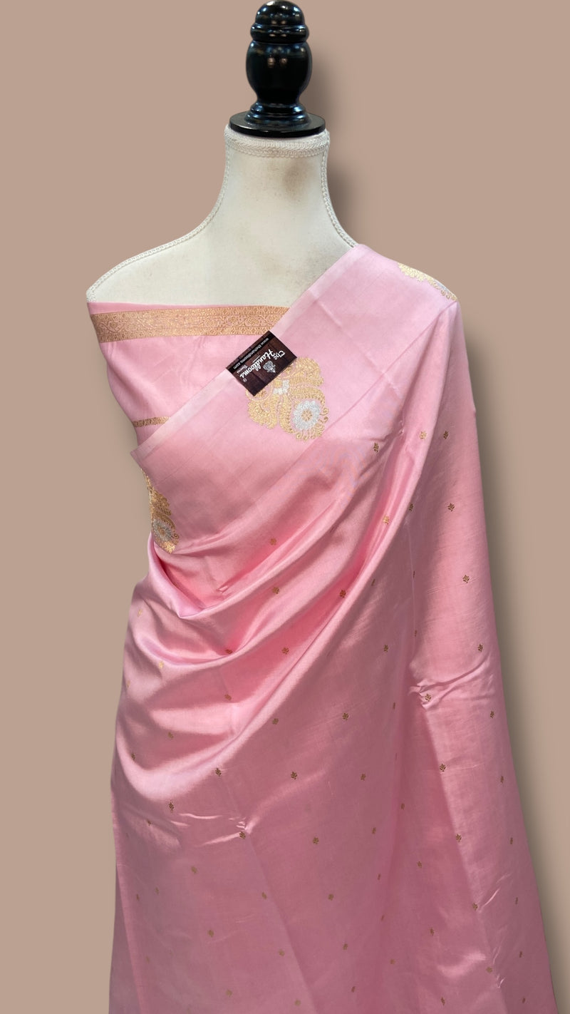 Pure Katan Silk Banarasi Handloom Saree - All over Kadua motifs - The Handlooms