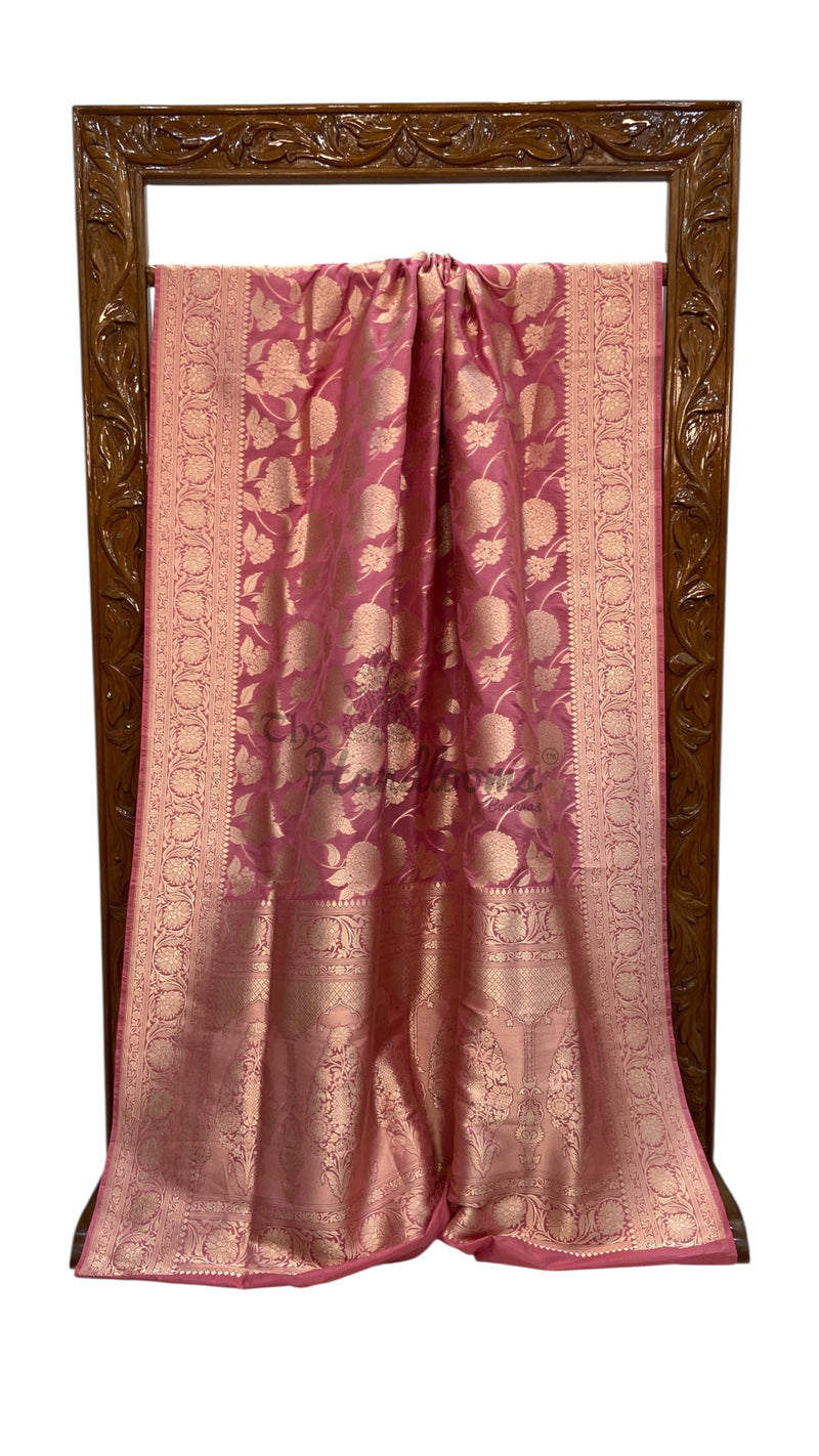 Pure Katan Silk Banarasi Handloom Saree - All Over Jaal Work - The Handlooms
