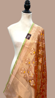 Pure Tissue Reshmi Zari Banarasi Brocade Handloom Dupatta - The Handlooms