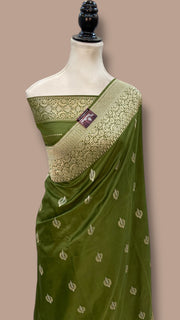 Pure Katan Silk Banarasi Handloom Saree - All over Kadua motifs With Meenakari - The Handlooms