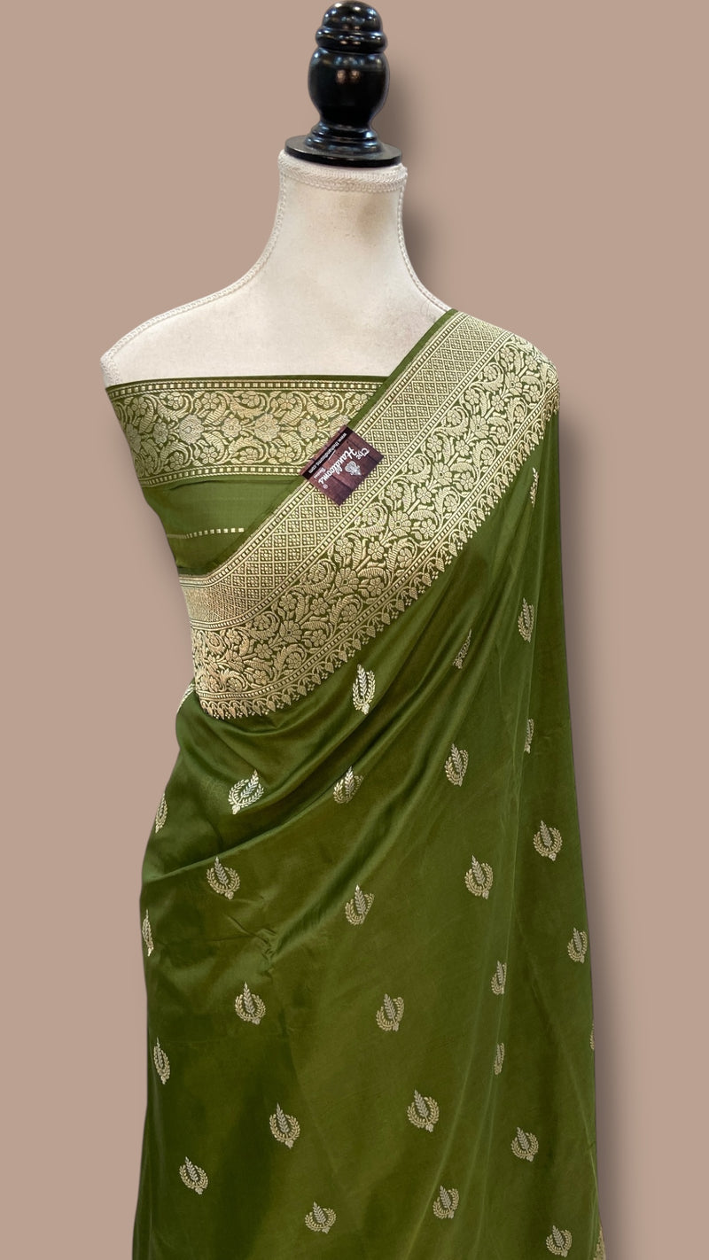 Pure Katan Silk Banarasi Handloom Saree - All over Kadua motifs With Meenakari - The Handlooms