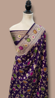 Pure Katan Silk Banarasi Handloom Saree - All over Jaal Work With Meenakari - The Handlooms