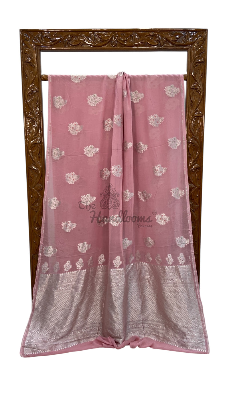 Pure Khaddi Georgette Banarasi Saree -  water zari - The Handlooms