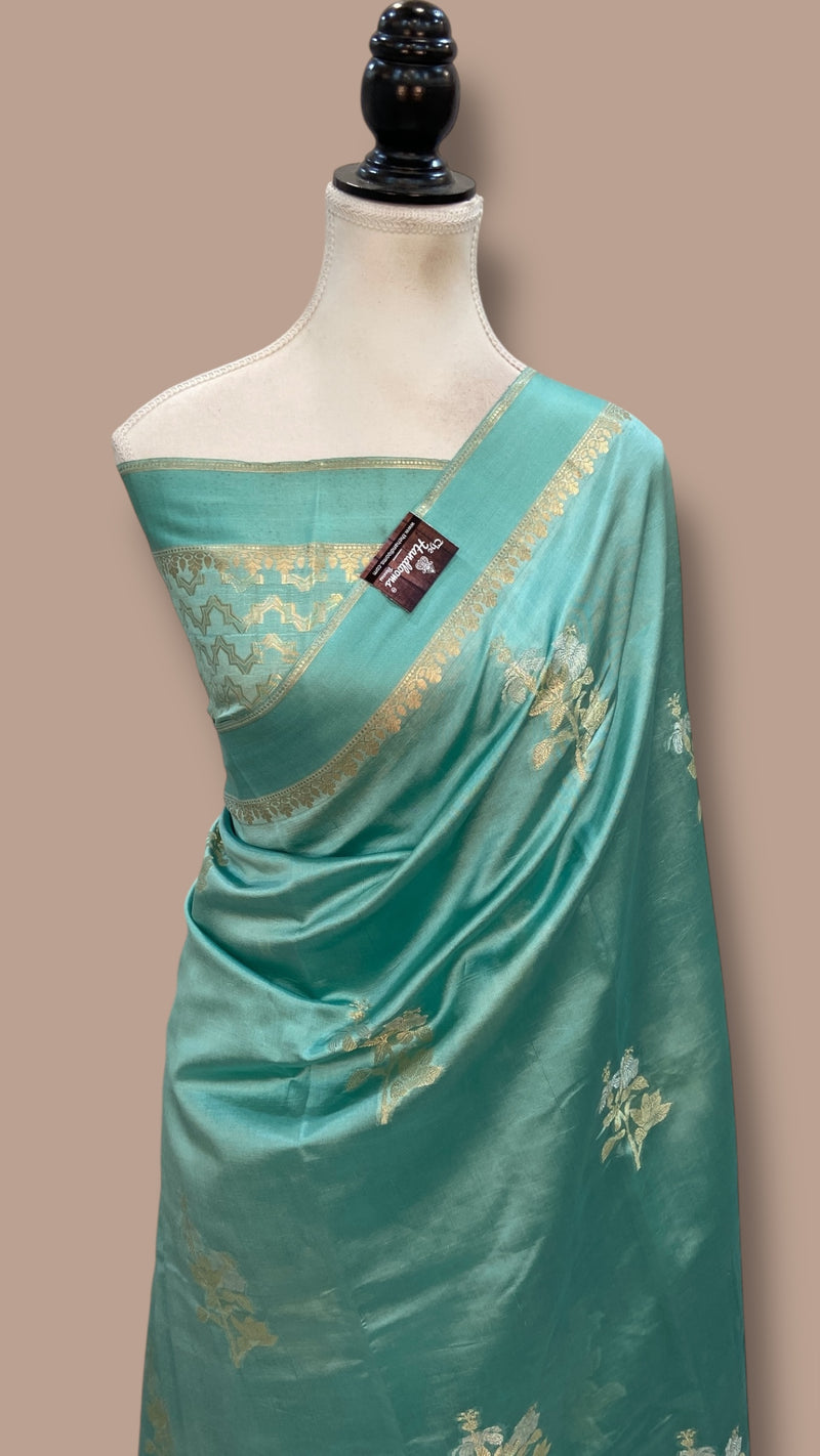 Pure Mango Silk Banarasi Handlokom Saree - The Handlooms