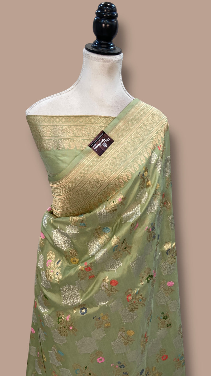 Ektara Pure Katan Silk Banarasi Handloom Saree - All Over Kadiyal Jaal Work - The Handlooms