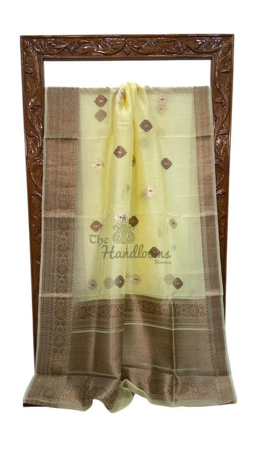 Pure Kora Handloom Banarasi Saree - All Over Sona Roopa Boota - The Handlooms