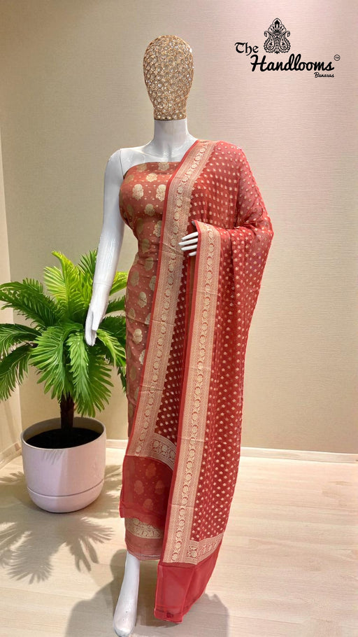 Tissue Khaddi Georgette Banarasi Dress material - The Handlooms