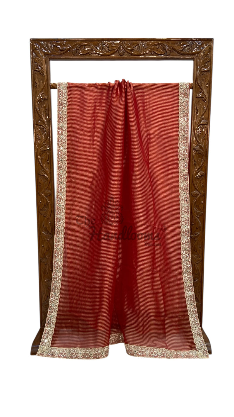 Pure Kora Tissue Handloom Banarasi Saree With Lace