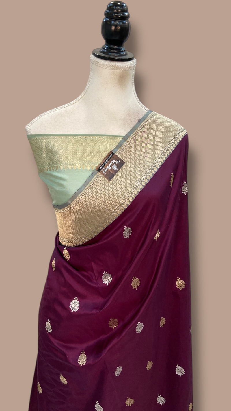 Pure Katan Silk Banarasi Handloom Saree - All Over Kadua Motifs - The Handlooms
