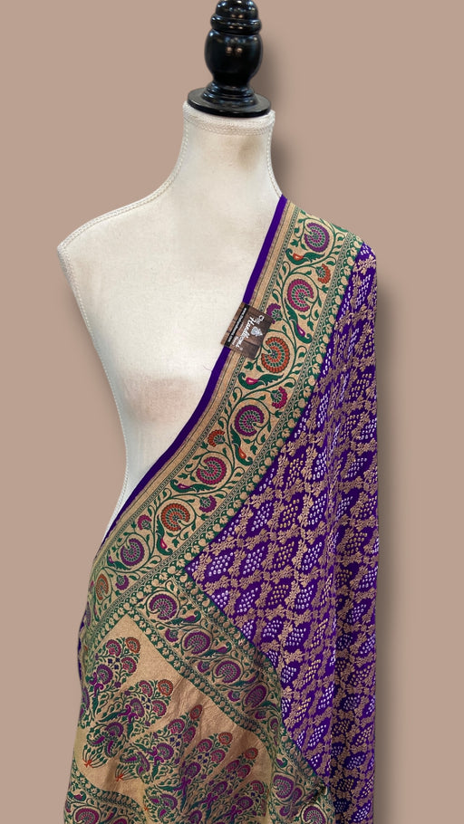 Pure Georgette Banarasi Bandhej Handloom Dupatta - The Handlooms