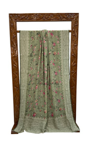 Pure Georgette Handloom Banarasi Saree - Digital Print With Chikankari - The Handlooms