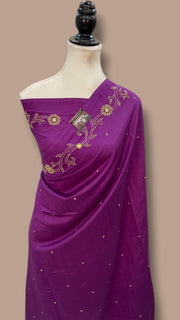 Pure Moonga Georgette Handloom Banarasi Saree With Handwork - The Handlooms