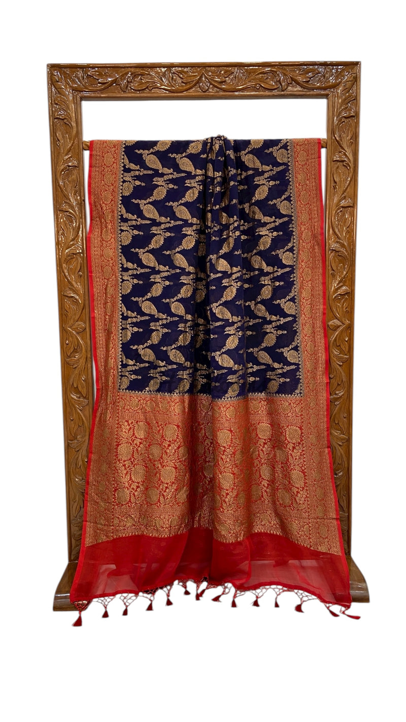 Khaddi Georgette Banarasi Saree -  Antique zari - The Handlooms