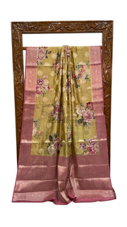 Pure Chiniya Silk Handloom Banarasi Saree Digital Print - The Handlooms