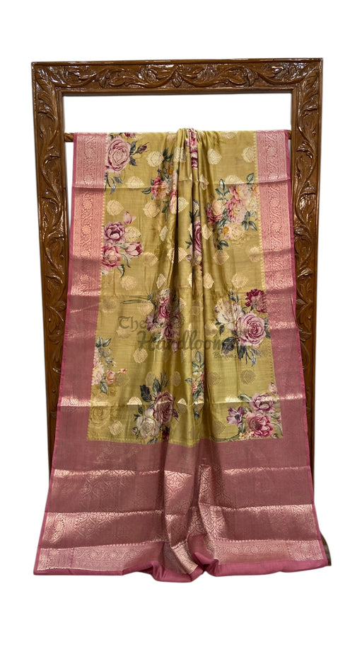 Pure Chiniya Silk Handloom Banarasi Saree Digital Print - The Handlooms