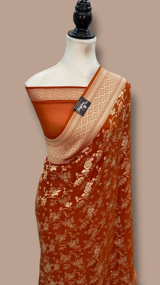 Khaddi Georgette Handloom Banarasi Saree - The Handlooms