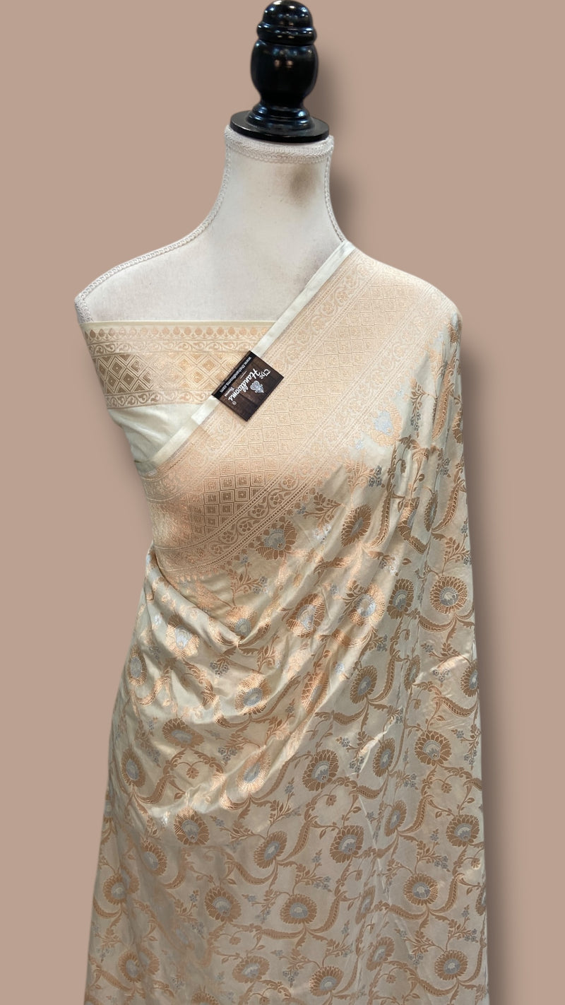 Pure Katan Silk Banarasi Handloom Saree - All Over Sona Roopa Jaal Work