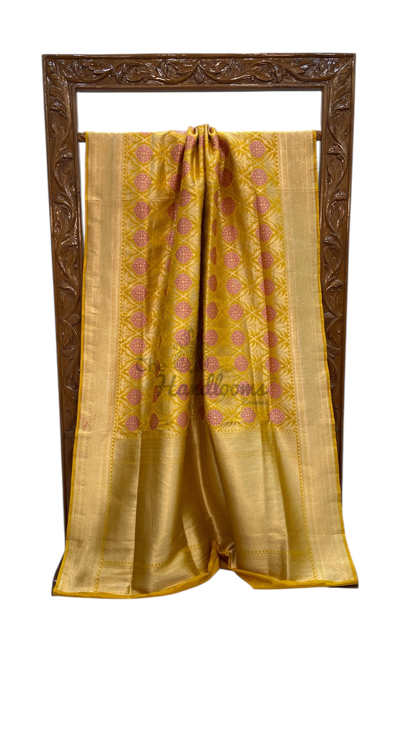 Regal Pure Katan Silk Banarasi Saree – Handwoven Tanchui Brocade With Meenakari Work