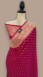 Pure Khaddi Georgette Banarasi Saree -  Gold zari - The Handlooms