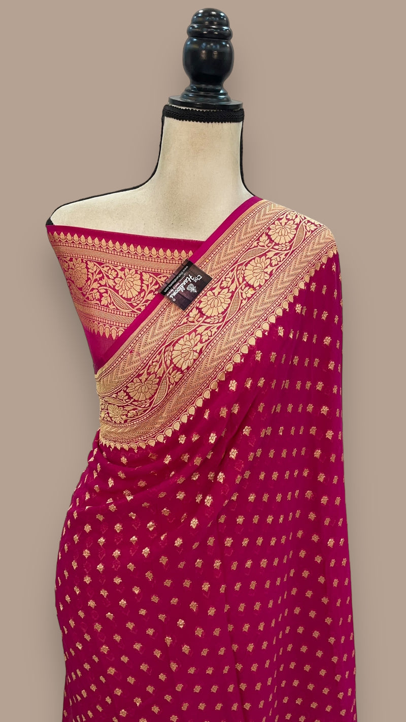 Pure Khaddi Georgette Banarasi Saree -  Gold zari - The Handlooms