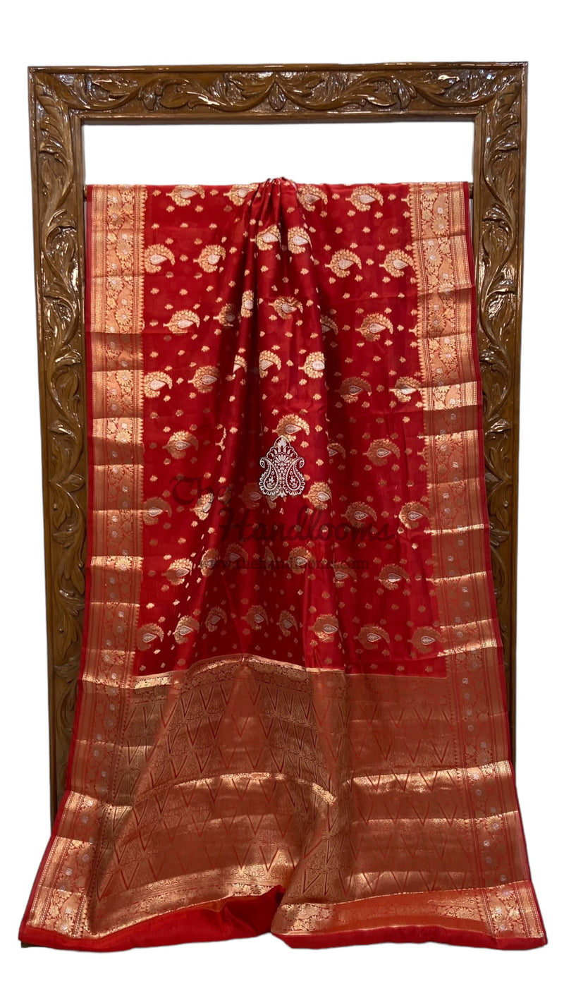 Pure Mango Silk Banarasi Handloom Saree - The Handlooms