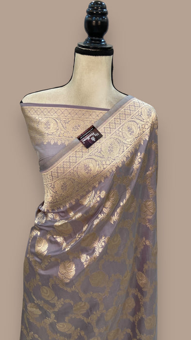 Pure Katan Silk Banarasi Handloom Saree - All over Jaal work