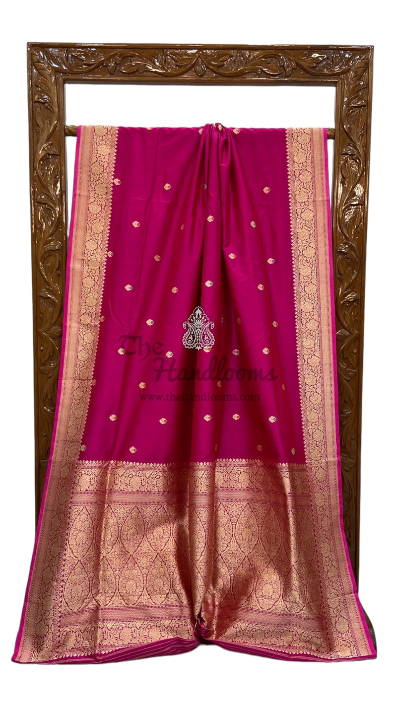 Pure Katan Silk Banarasi Handloom Saree - All over Kadua motifs With Meenakari - The Handlooms