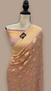 Khaddi Georgette Banarasi Saree - Gold zari - The Handlooms