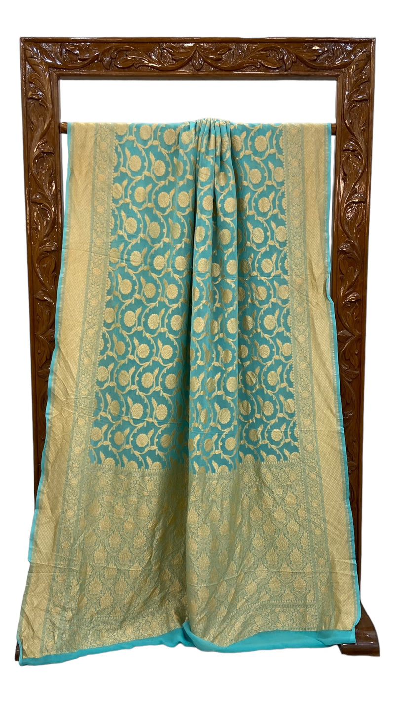 Khaddi Georgette Banarasi Saree - Gold zari - The Handlooms