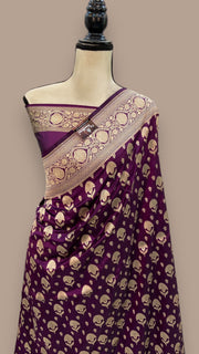 Pure Katan Silk Banarasi Handloom Saree - All over Jaal work - The Handlooms
