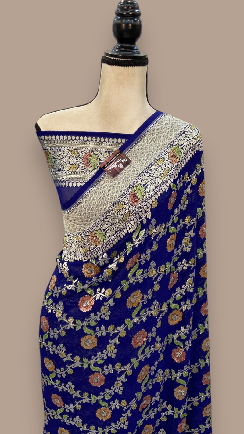 Khaddi Georgette Handloom Banarasi Saree - The Handlooms
