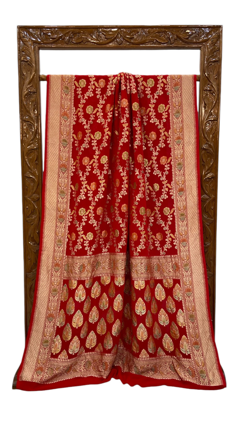 Khaddi Georgette Handloom Banarasi Saree - The Handlooms