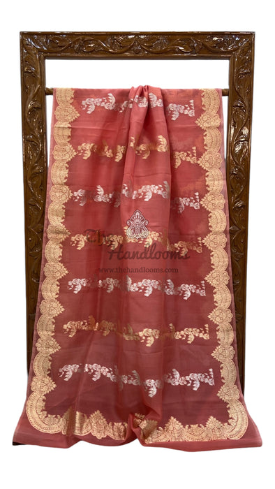 Pure Kora Handloom Banarasi Saree With Sona Roopa Stripe