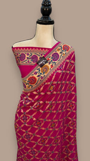 Pure Georgette Banarasi Handloom Saree - with meenakari work - The Handlooms