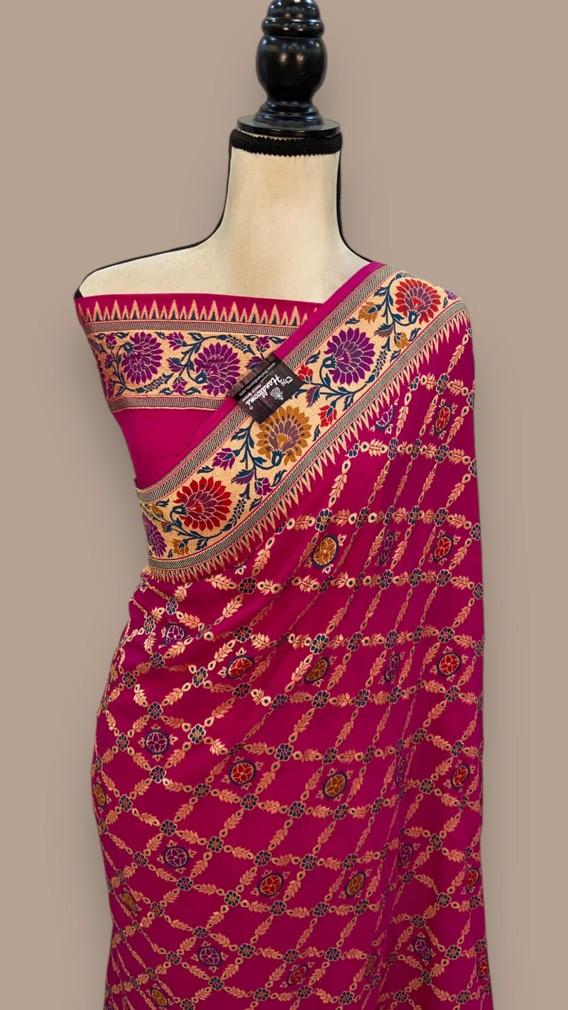 Pure Georgette Banarasi Handloom Saree - with meenakari work - The Handlooms