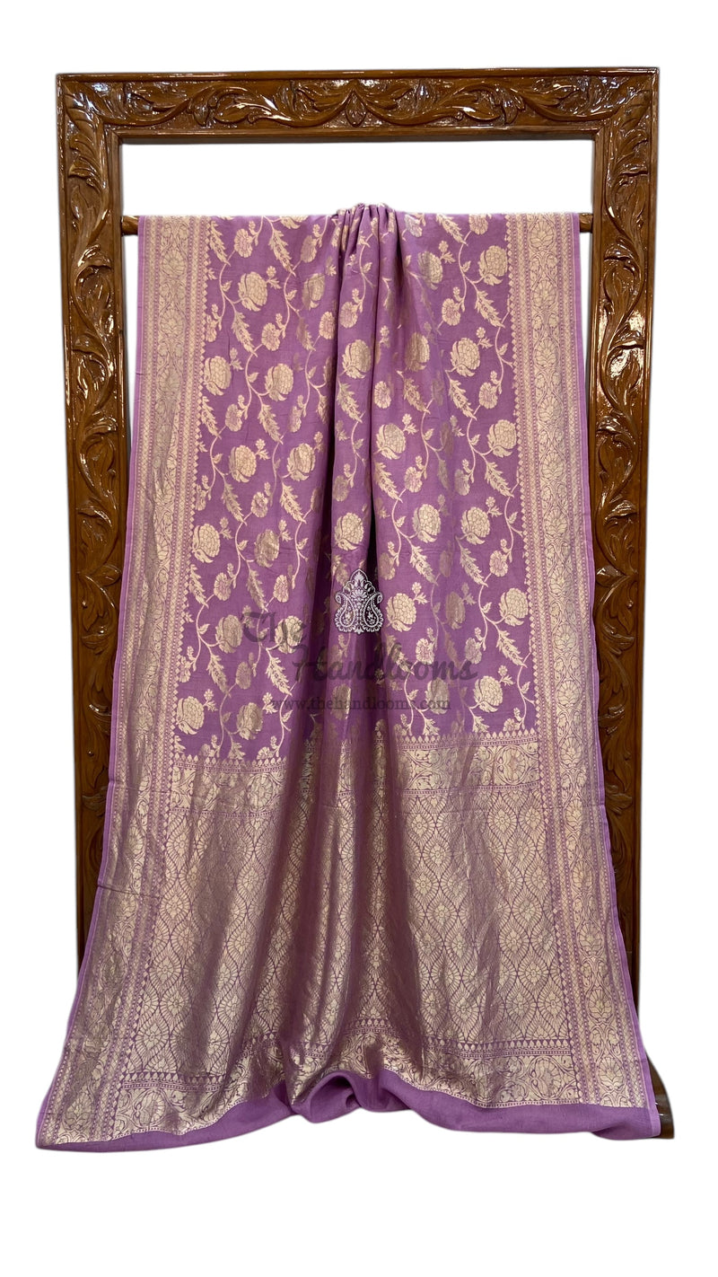Tussar Georgette Handloom Banarasi Saree - All over Jaal Work - The Handlooms