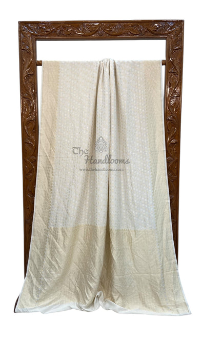 Pure Cream Khwaab Khaddi Handloom Banarasi Saree