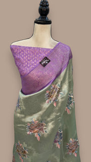 Pure Kora Handloom Banarasi Saree With Chikankari - The Handlooms