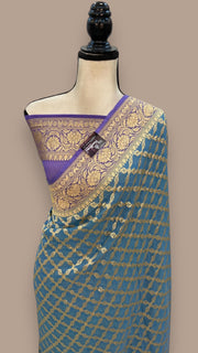 Pure Khaddi Georgette Banarasi Saree -  Gold zari - The Handlooms