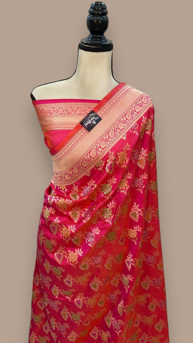 Pure Katan Silk Banarasi Handloom Saree - All over Jaal work - With Meenakari