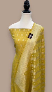 Pure Moonga Georgette Banarasi Dress material - The Handlooms