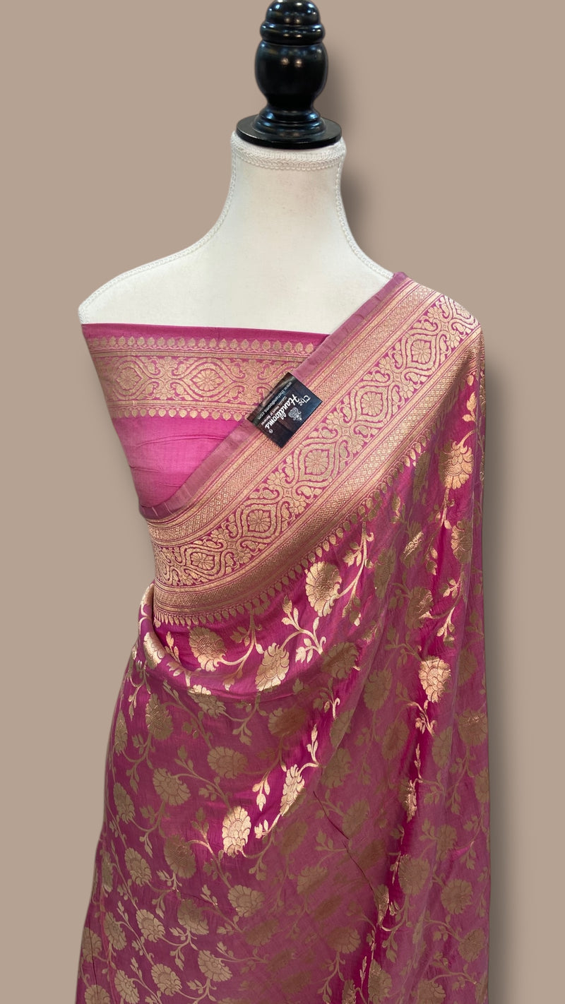 Pure Katan Silk Banarasi Handloom Saree - All over jaal work - The Handlooms