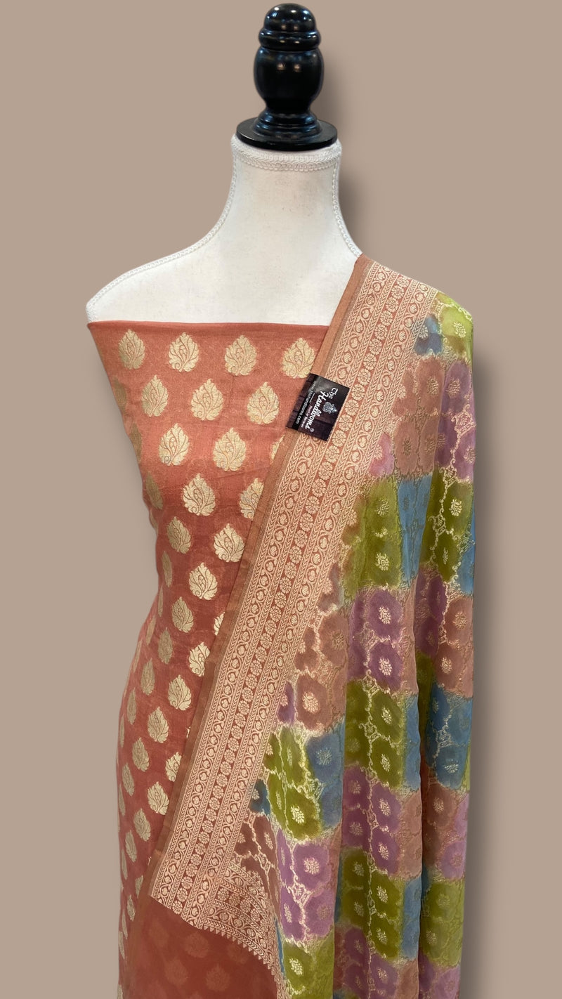 Tissue Khaddi Georgette Banarasi Dress material - The Handlooms