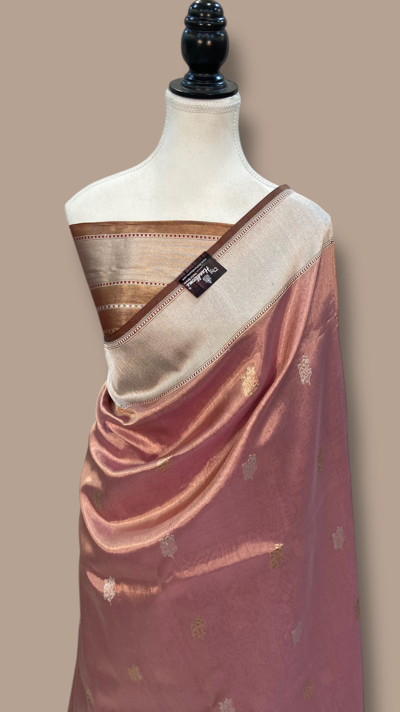 Pure Katan Tissue Silk Handloom Banarasi Saree - All over kadua motifs - The Handlooms
