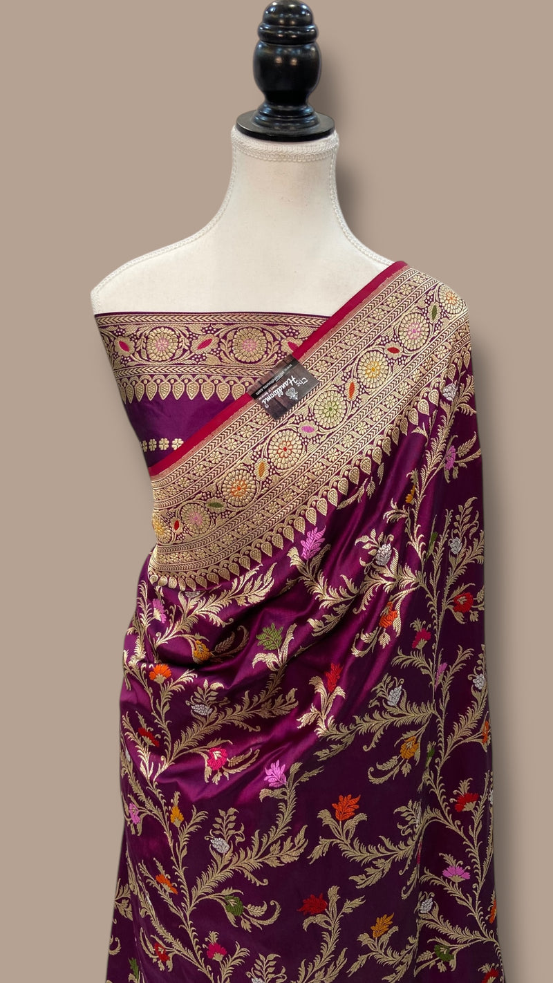 Ektara Pure Katan Silk Banarasi Handloom Saree - All over kadiyal Jaal work - The Handlooms