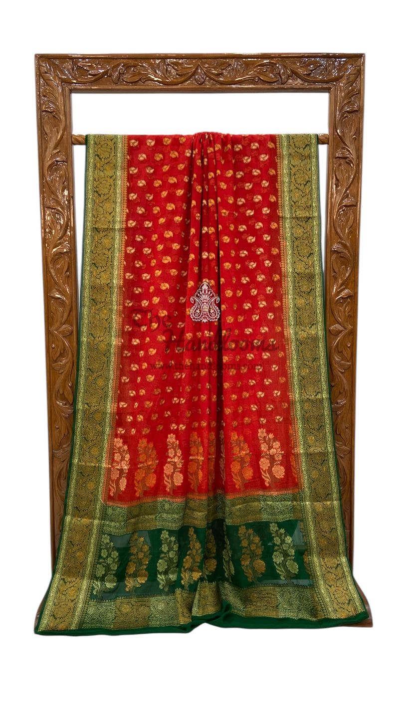 Pure Chiffon Khaddi Banarasi Saree - The Handlooms