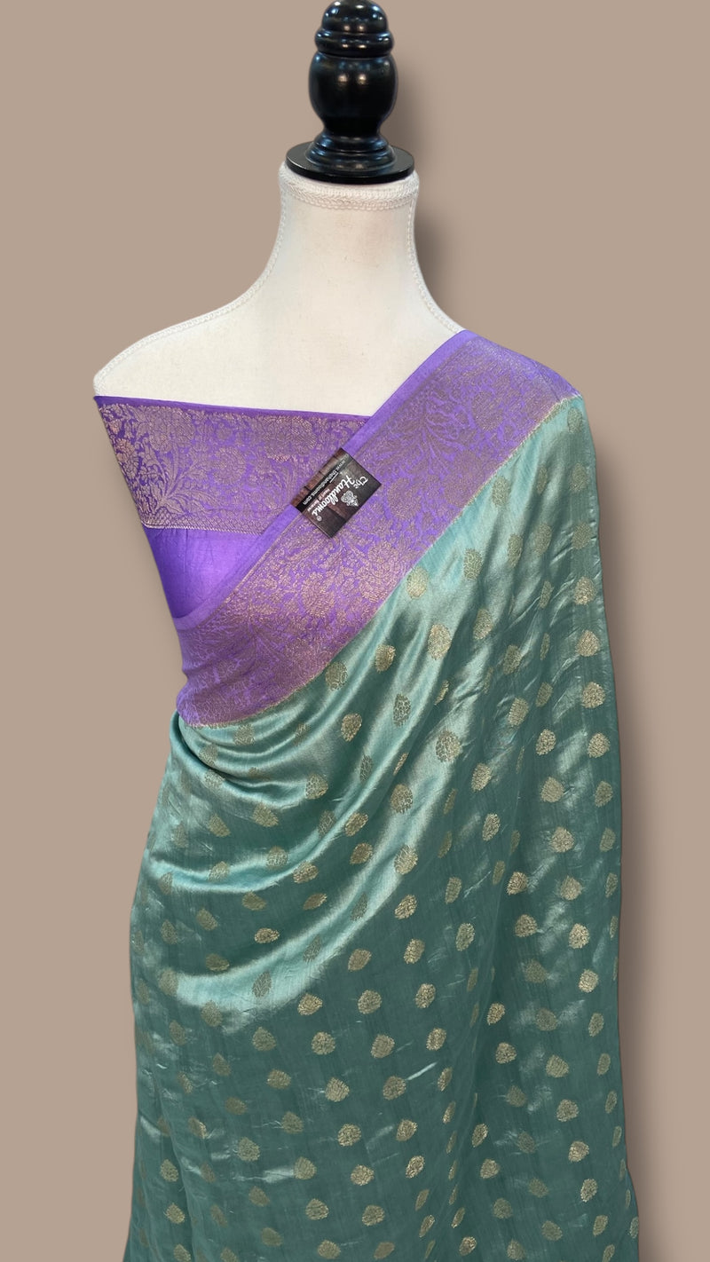 Pure Raw Chiniya Silk Handloom Banarasi Saree - The Handlooms