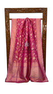 Ektara Pure Katan Tissue Silk Banarasi Handloom Saree - All over Sona Roopa Jaal Work - The Handlooms
