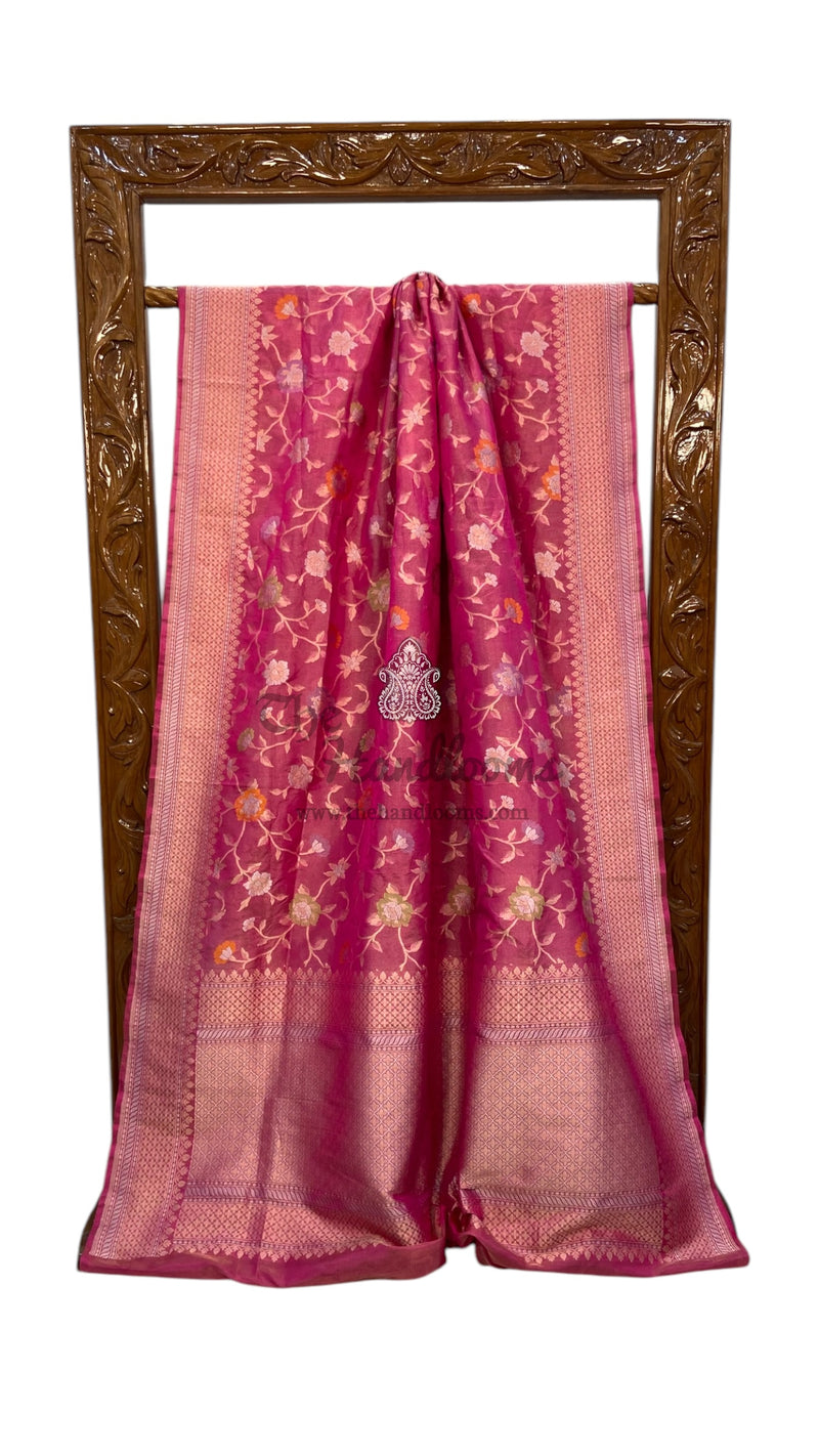 Ektara Pure Katan Tissue Silk Banarasi Handloom Saree - All over Sona Roopa Jaal Work - The Handlooms