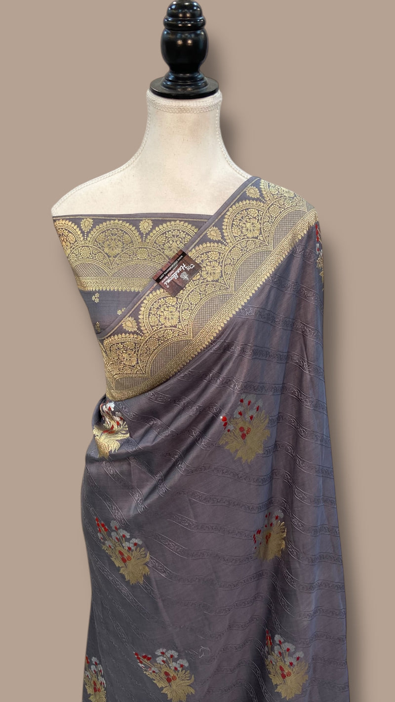 Pure Mushroo Silk Handloom Banarasi Saree - The Handlooms